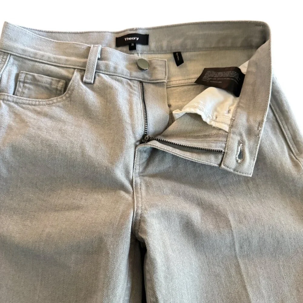 Theory Treeca Straight-Leg Mid Rise Cotton Blend Women's Gray Jeans Size 26 NWOT - Picture 4 of 11
